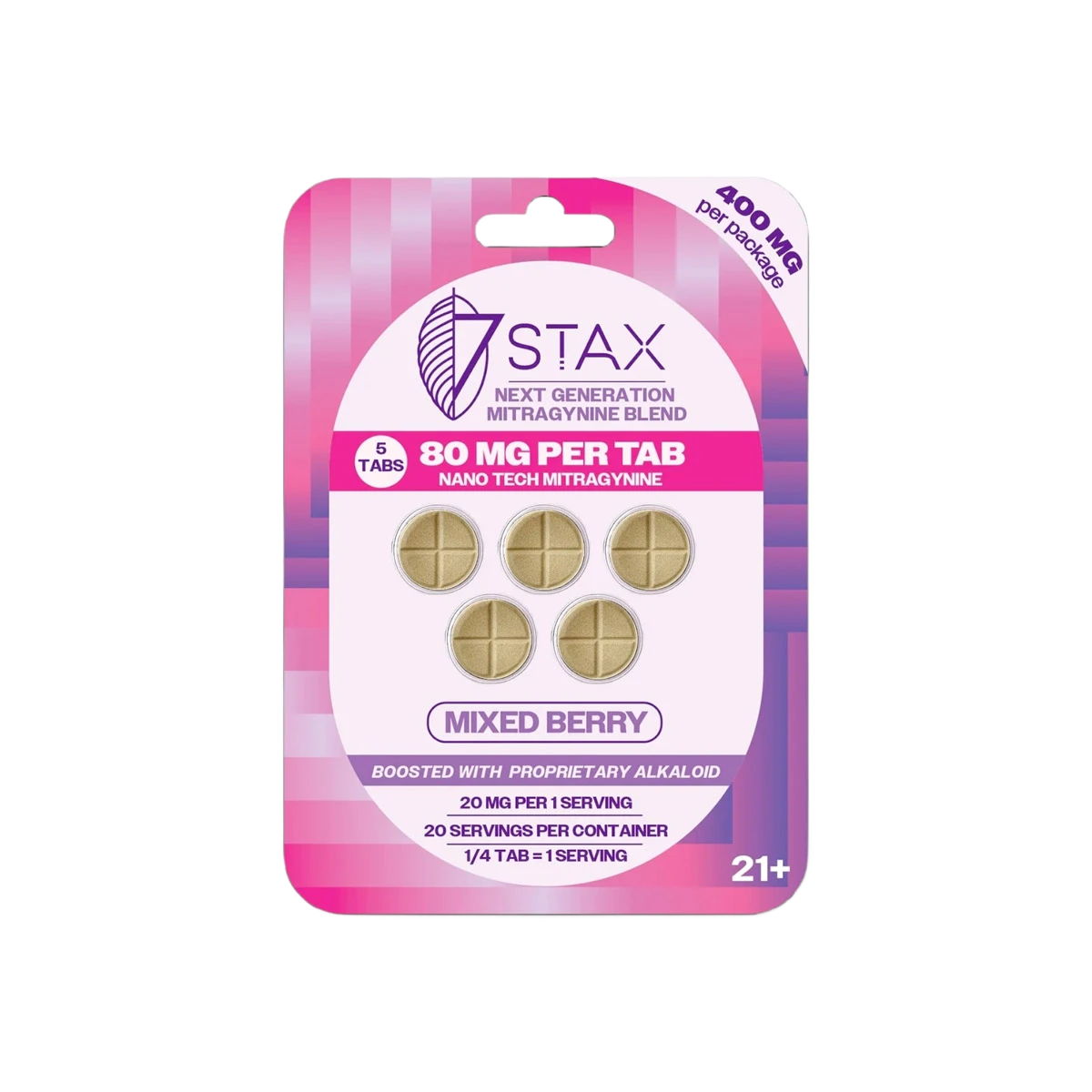 7 Stax Nano Tech 80mg 5ct (400mg) Kratom Extract Tablets
