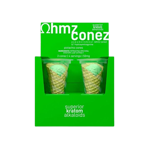 OHMZ Conez Pseudo 7-hydroxymitragynine Pistachio Cones 25mg 2ct Conez